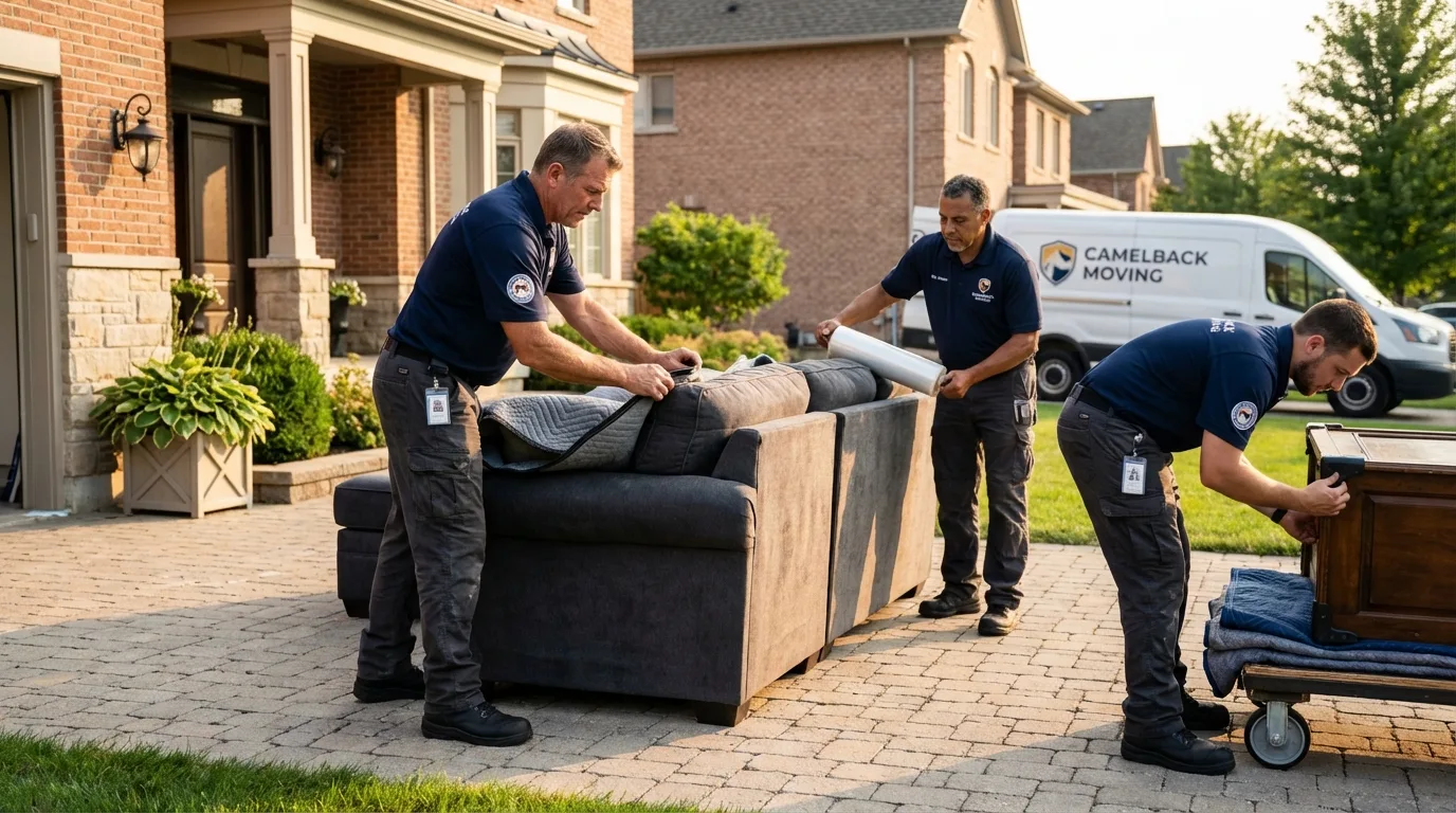 Large estate moving crew wrapping furniture in New River, AZ